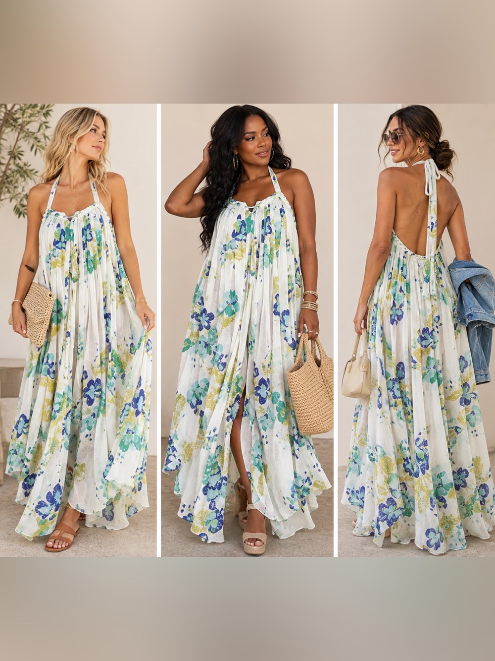 Free People Flora Fabuloso Maxi Dress Medium Ivory Combo
